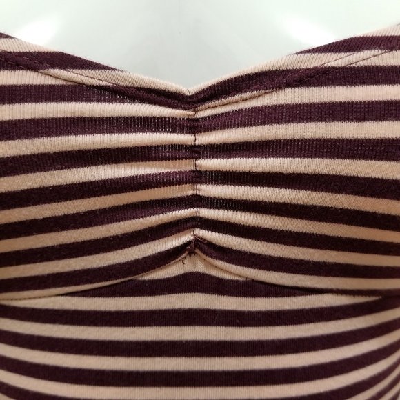 Forever 21 bodysuit Small striped sleeveless strappy caged back ruched bust - Picture 5 of 13